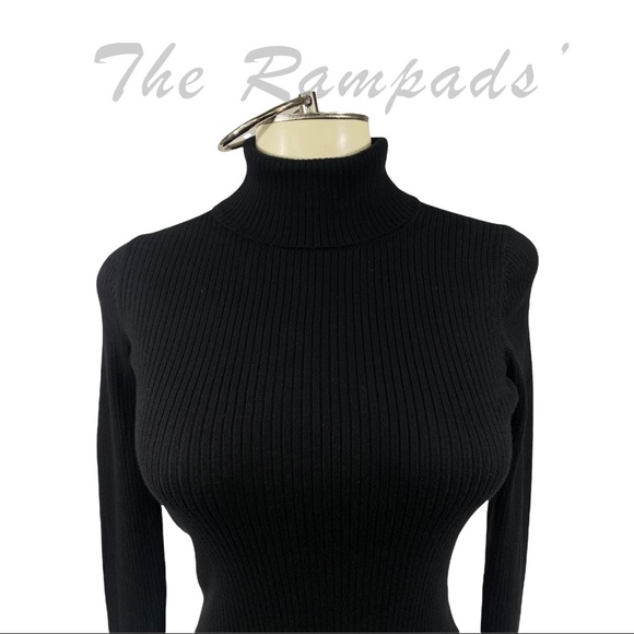 Black Ribbed Talbots Turtleneck Sweater Size Petite Small - Picture 5 of 7